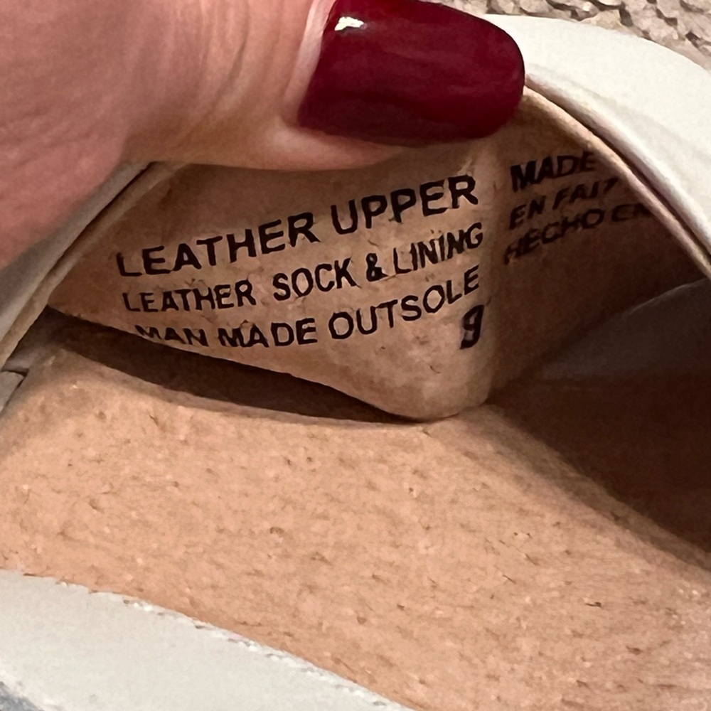 Seychelles Leather Cork Wedge Sandals White Platform Sandal Size 9 Coastal Chic - Picture 8 of 9